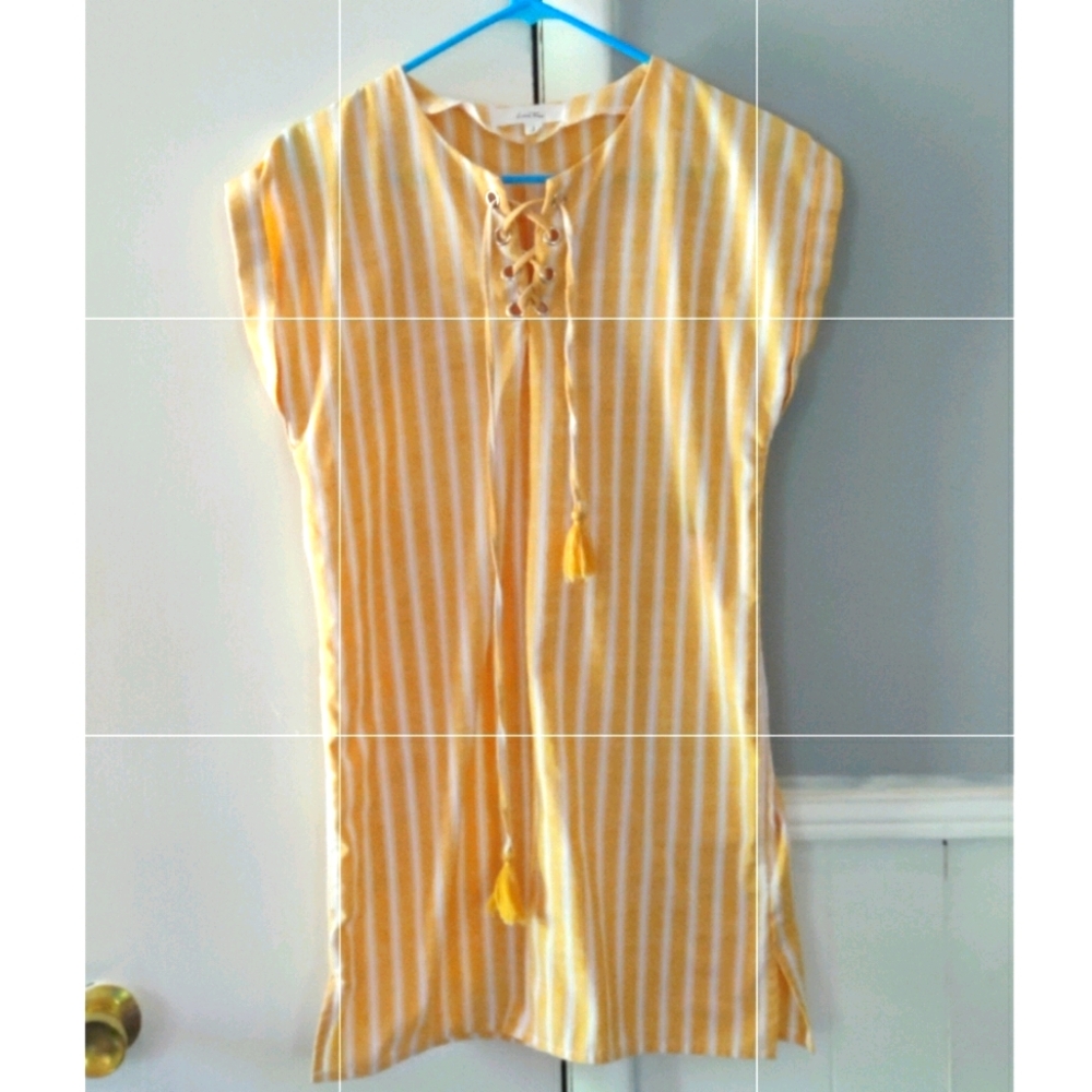 Love Tree Yellow and white striped shirt dress - Picture 2 of 10